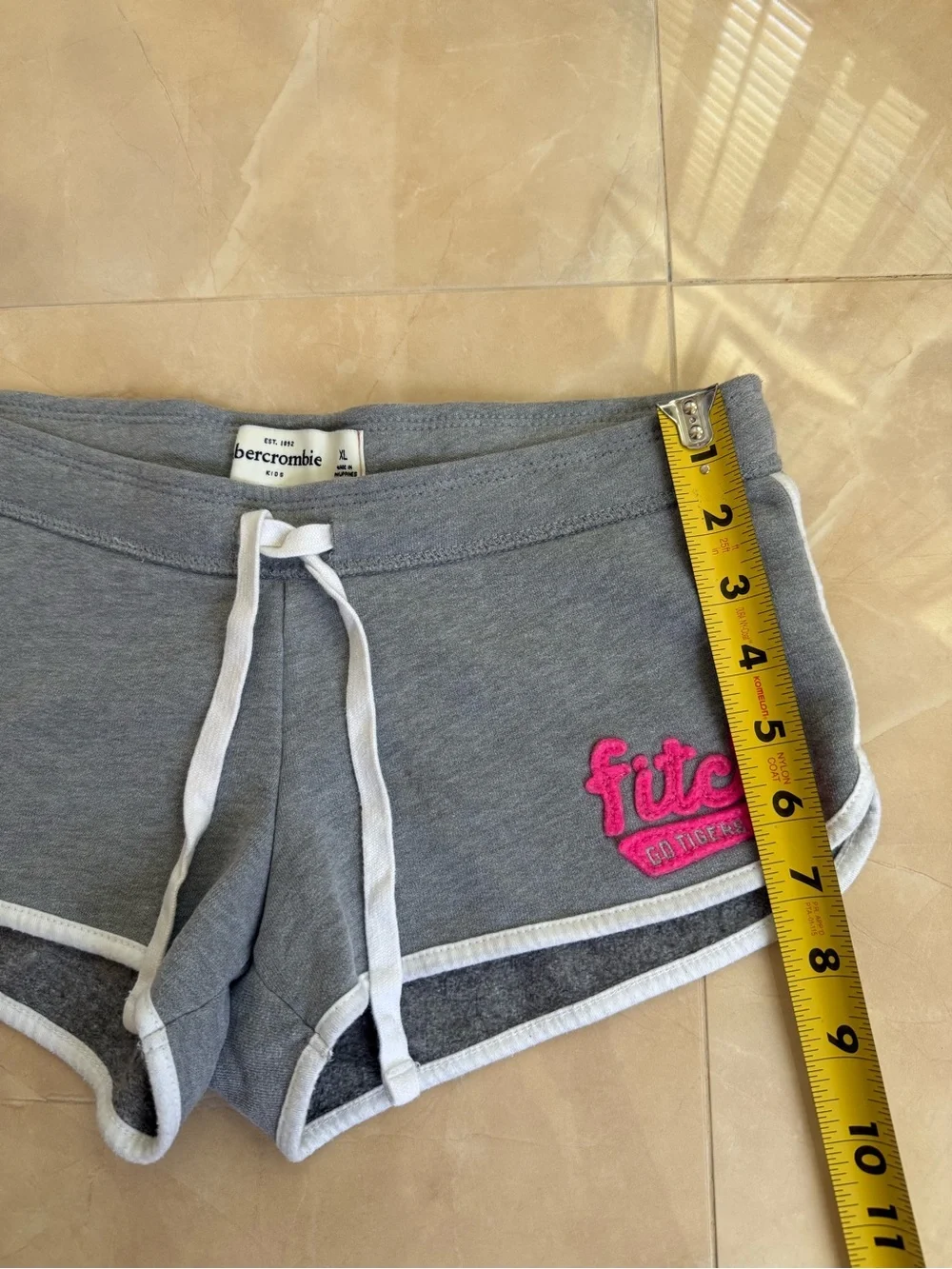 Abercrombie Kids lounge shorts pink embroidered script logo